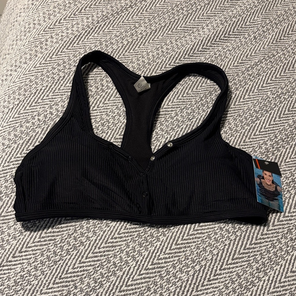 Sports Illustrated Swim Black Ribbed Bikini Top